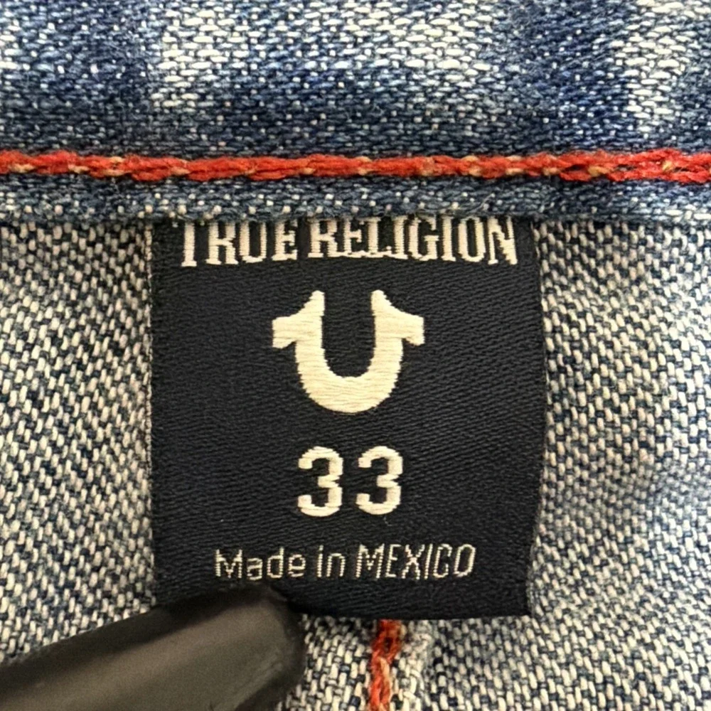 True Religion Jeans Mens 33x34 Geno Ojai Escape Dragon Embroidered Distressed